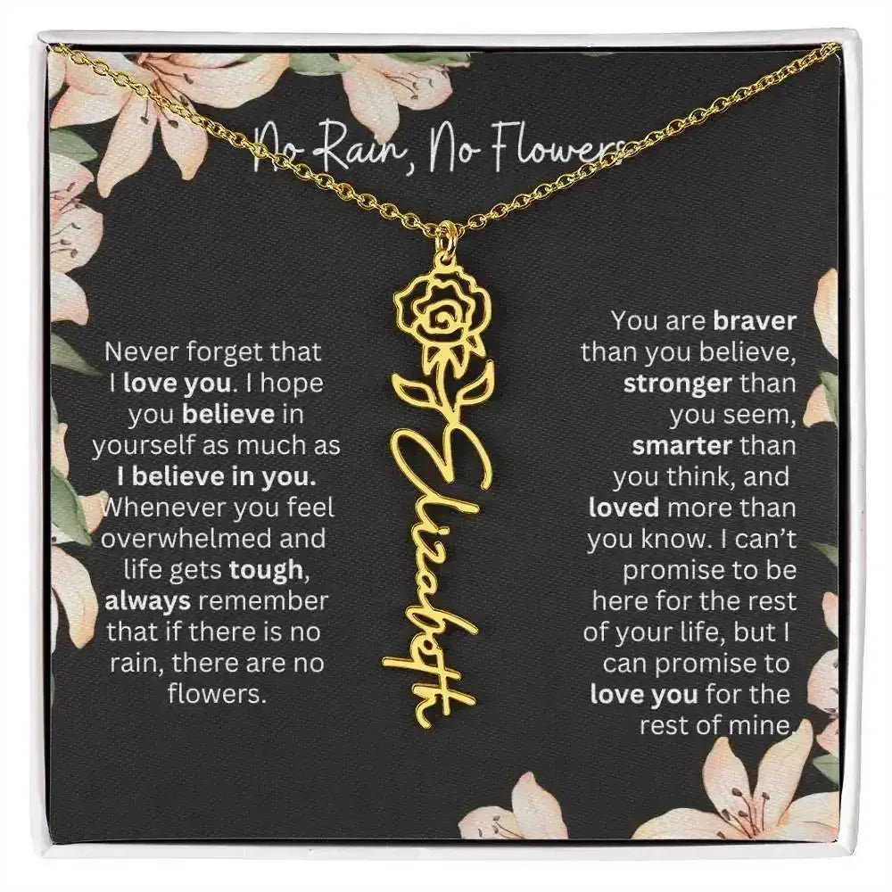To My Daughter I Birth Flower Necklace With Name I No Rain - No Flowers - Femstylo