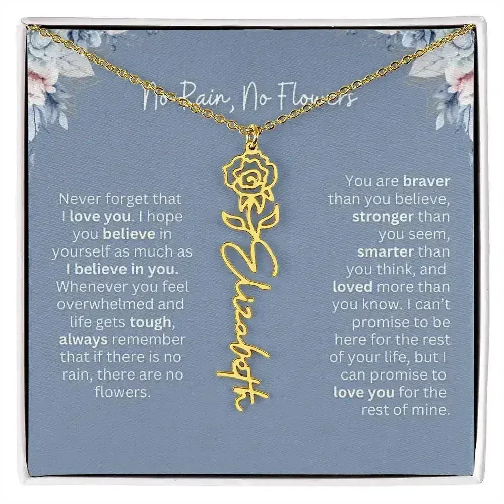 No Rain - No Flowers | Birth Necklace | Name Necklace | Custom Gift from Dad to Daughter and Bonus Daughter - Femstylo