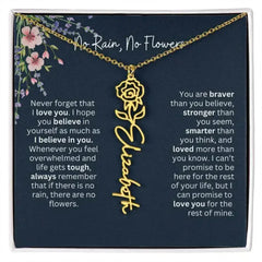 Birth Flower Necklace With Name I No Rain - No Flowers | Unique Jewelry for Daughter from Dad - Femstylo