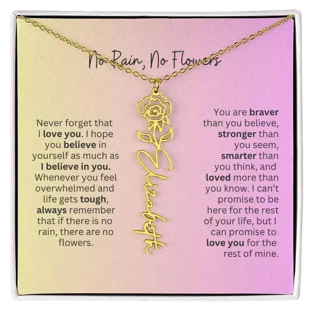 No Rain - No Flowers I Birth Necklace I Name Necklace I Pink - Femstylo