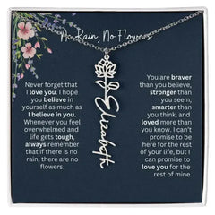 Birth Flower Necklace With Name I No Rain - No Flowers | Unique Jewelry for Daughter from Dad - Femstylo