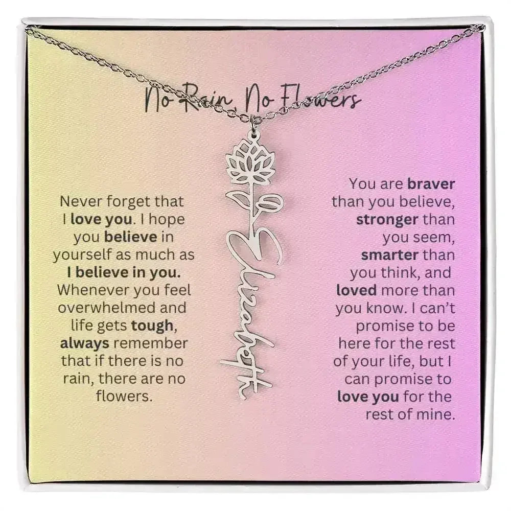 No Rain - No Flowers I Birth Necklace I Name Necklace I Pink - Femstylo