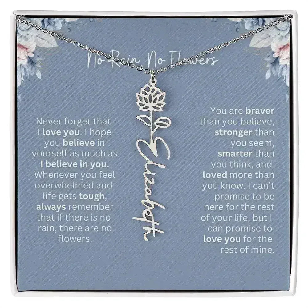 No Rain - No Flowers | Birth Necklace | Name Necklace | Custom Gift from Dad to Daughter and Bonus Daughter - Femstylo