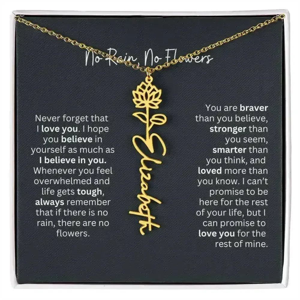 No Rain - No Flowers I Birth Necklace I Name Necklace - Femstylo