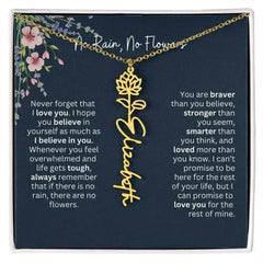 Birth Flower Necklace With Name I No Rain - No Flowers | Unique Jewelry for Daughter from Dad - Femstylo