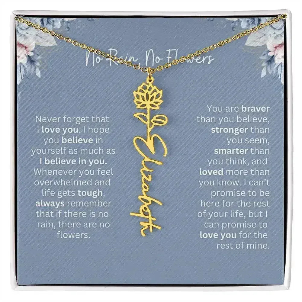 No Rain - No Flowers | Birth Necklace | Name Necklace | Custom Gift from Dad to Daughter and Bonus Daughter - Femstylo