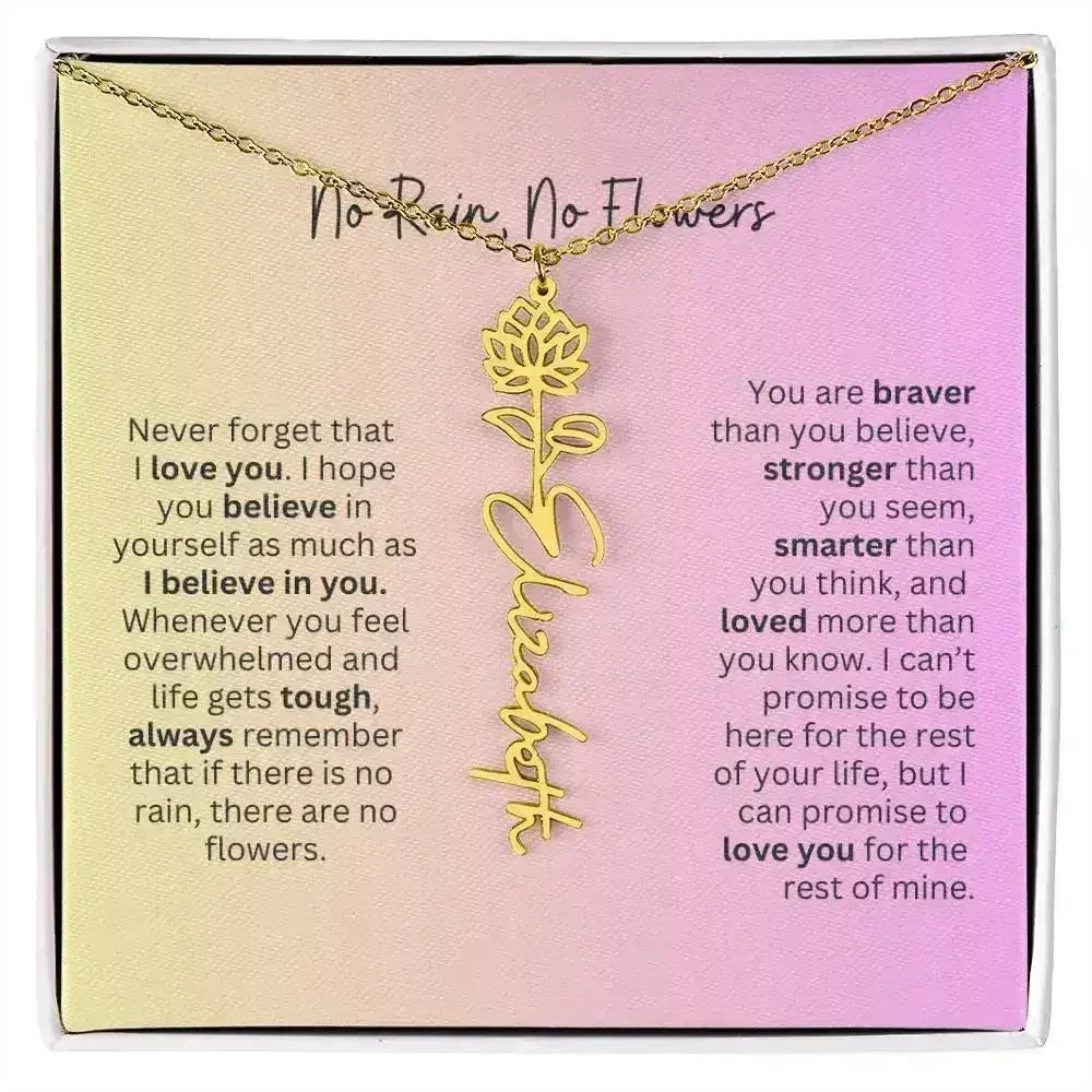 No Rain - No Flowers I Birth Necklace I Name Necklace I Pink - Femstylo