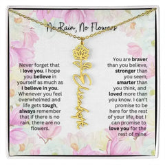Birth Flower Necklace With Name I No Rain - No Flowers | Special Gift for Granddaughter - Femstylo