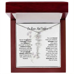 Birth Flower Necklace With Name I No Rain - No Flowers | For Bonus Daughter - Femstylo