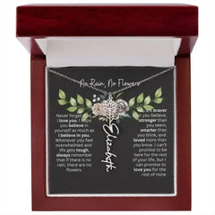 Birth Flower Necklace With Name I No Rain - No Flowers | Elegant Gift for Daughter - Femstylo