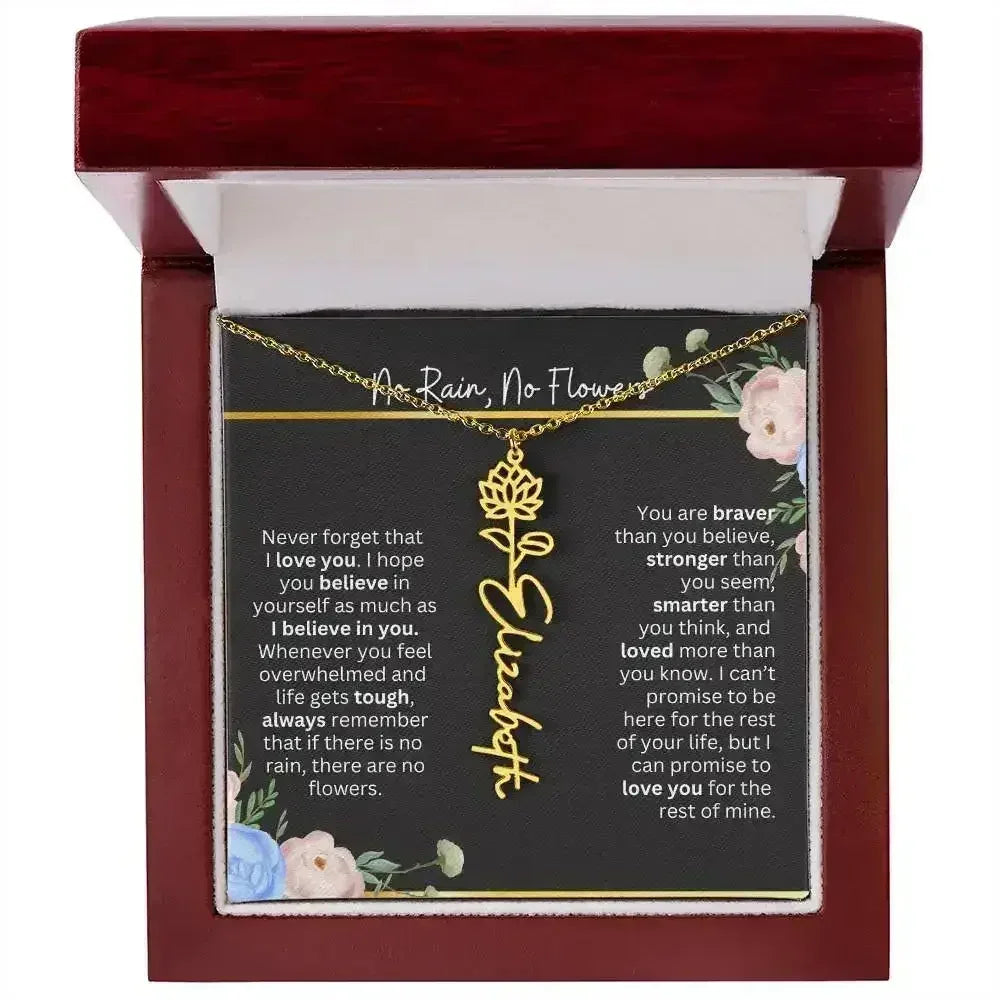 Inspirational No Rain No Flowers Necklace - Femstylo