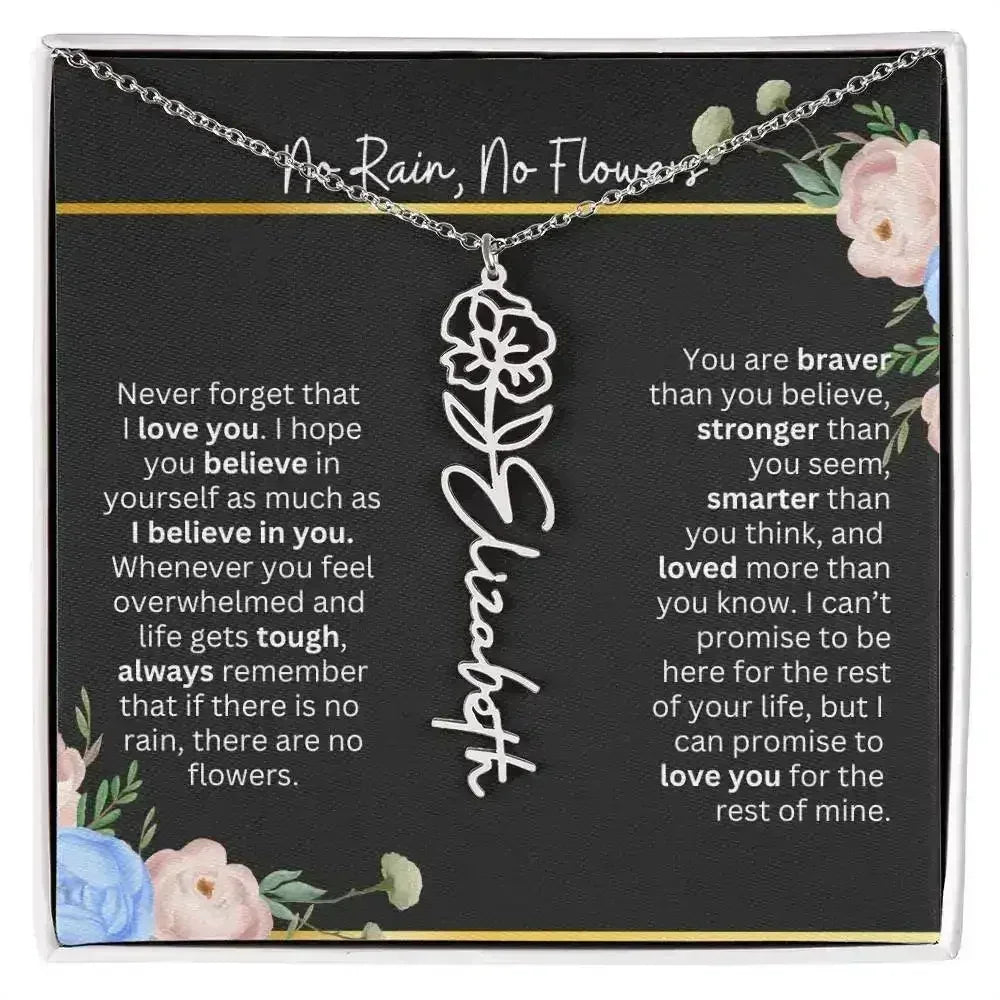 Inspirational No Rain No Flowers Necklace - Femstylo