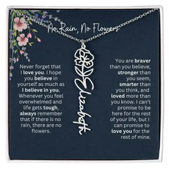 Birth Flower Necklace With Name I No Rain - No Flowers | Unique Jewelry for Daughter from Dad - Femstylo