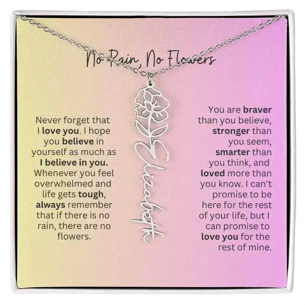 No Rain - No Flowers I Birth Necklace I Name Necklace I Pink - Femstylo