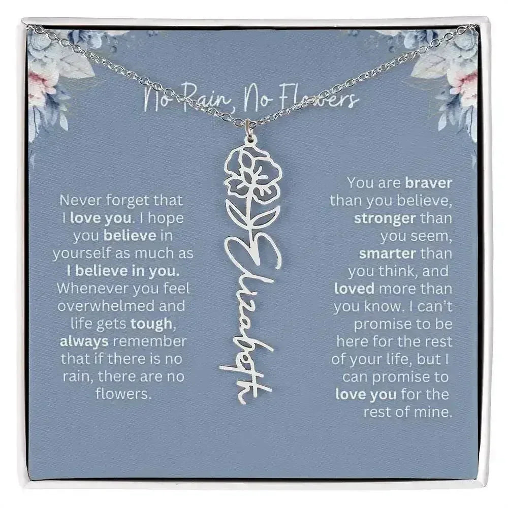 No Rain - No Flowers | Birth Necklace | Name Necklace | Custom Gift from Dad to Daughter and Bonus Daughter - Femstylo