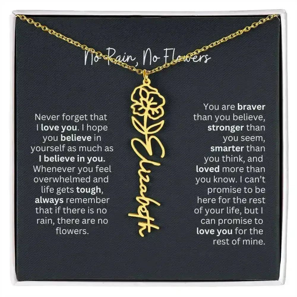 No Rain - No Flowers I Birth Necklace I Name Necklace - Femstylo