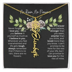 Birth Flower Necklace With Name I No Rain - No Flowers | Elegant Gift for Daughter - Femstylo
