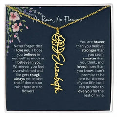Birth Flower Necklace With Name I No Rain - No Flowers | Unique Jewelry for Daughter from Dad - Femstylo