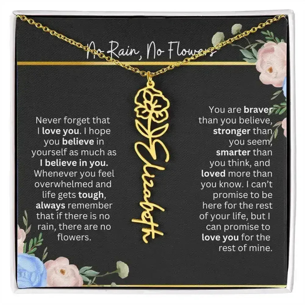 Inspirational No Rain No Flowers Necklace - Femstylo