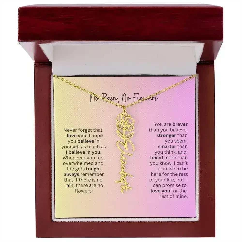 No Rain - No Flowers I Birth Necklace I Name Necklace I Pink - Femstylo