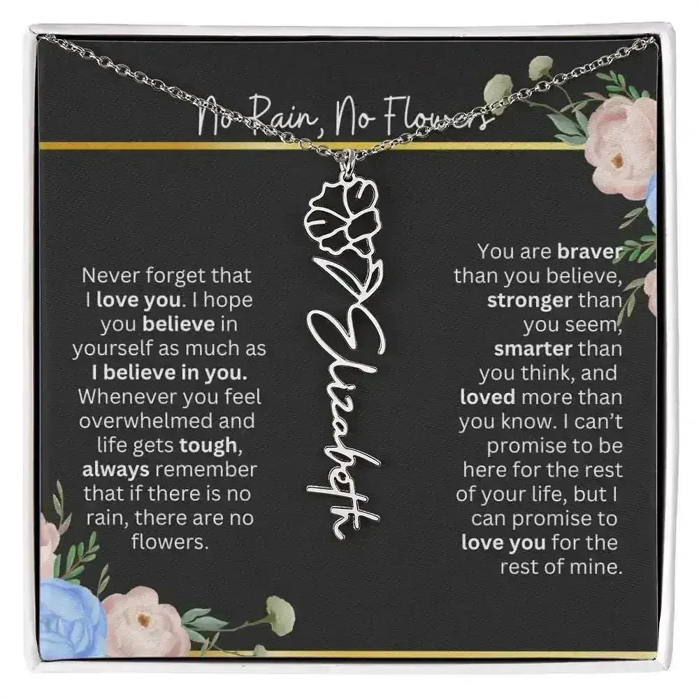Inspirational No Rain No Flowers Necklace - Femstylo