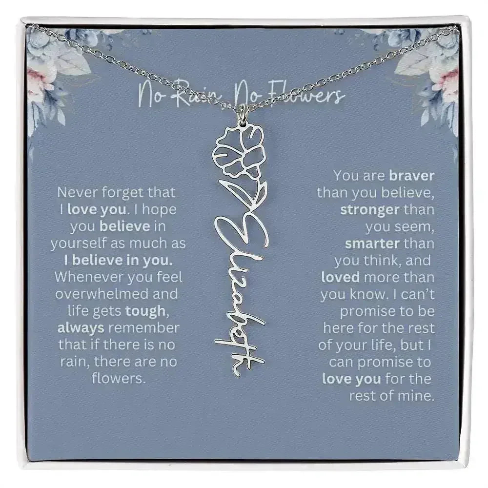 No Rain - No Flowers | Birth Necklace | Name Necklace | Custom Gift from Dad to Daughter and Bonus Daughter - Femstylo