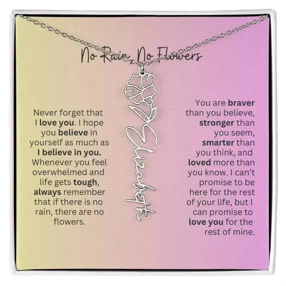 No Rain - No Flowers I Birth Necklace I Name Necklace I Pink - Femstylo