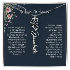 Birth Flower Necklace With Name I No Rain - No Flowers | Unique Jewelry for Daughter from Dad - Femstylo
