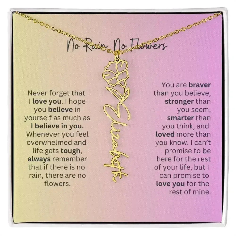 No Rain - No Flowers I Birth Necklace I Name Necklace I Pink - Femstylo