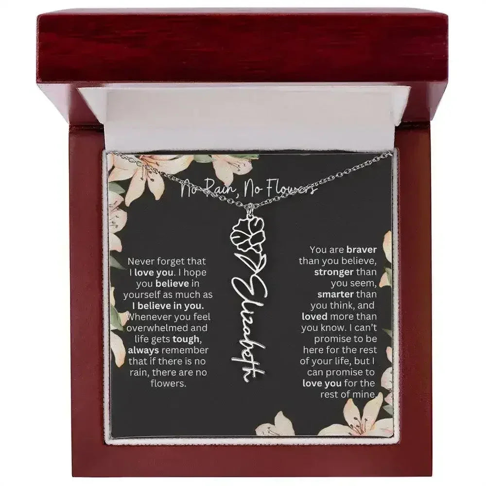 To My Beautiful Daughter Necklace I Birth Flower Necklace With Name I No Rain - No Flowers - Femstylo