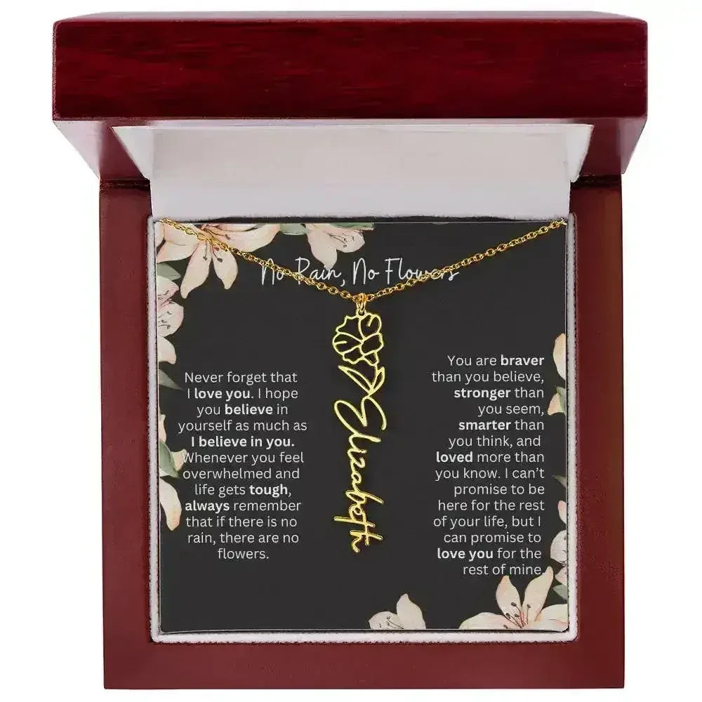 To My Beautiful Daughter Necklace I Birth Flower Necklace With Name I No Rain - No Flowers - Femstylo