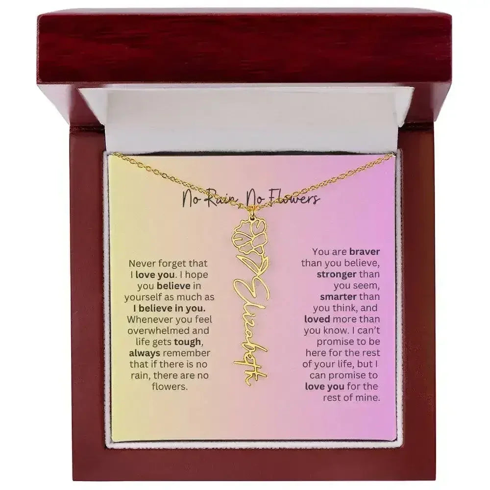 No Rain - No Flowers I Birth Necklace I Name Necklace I Pink - Femstylo