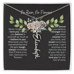 Birth Flower Necklace With Name I No Rain - No Flowers | Elegant Gift for Daughter - Femstylo