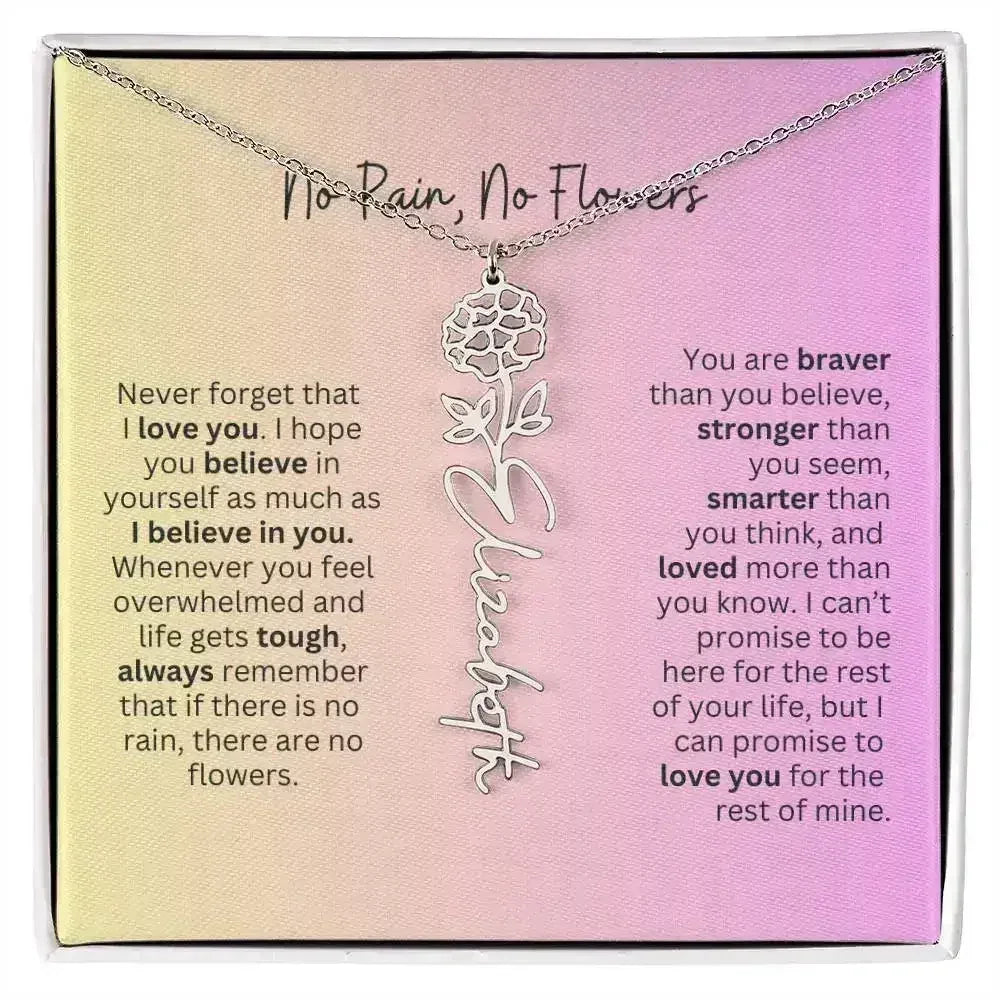 No Rain - No Flowers I Birth Necklace I Name Necklace I Pink - Femstylo