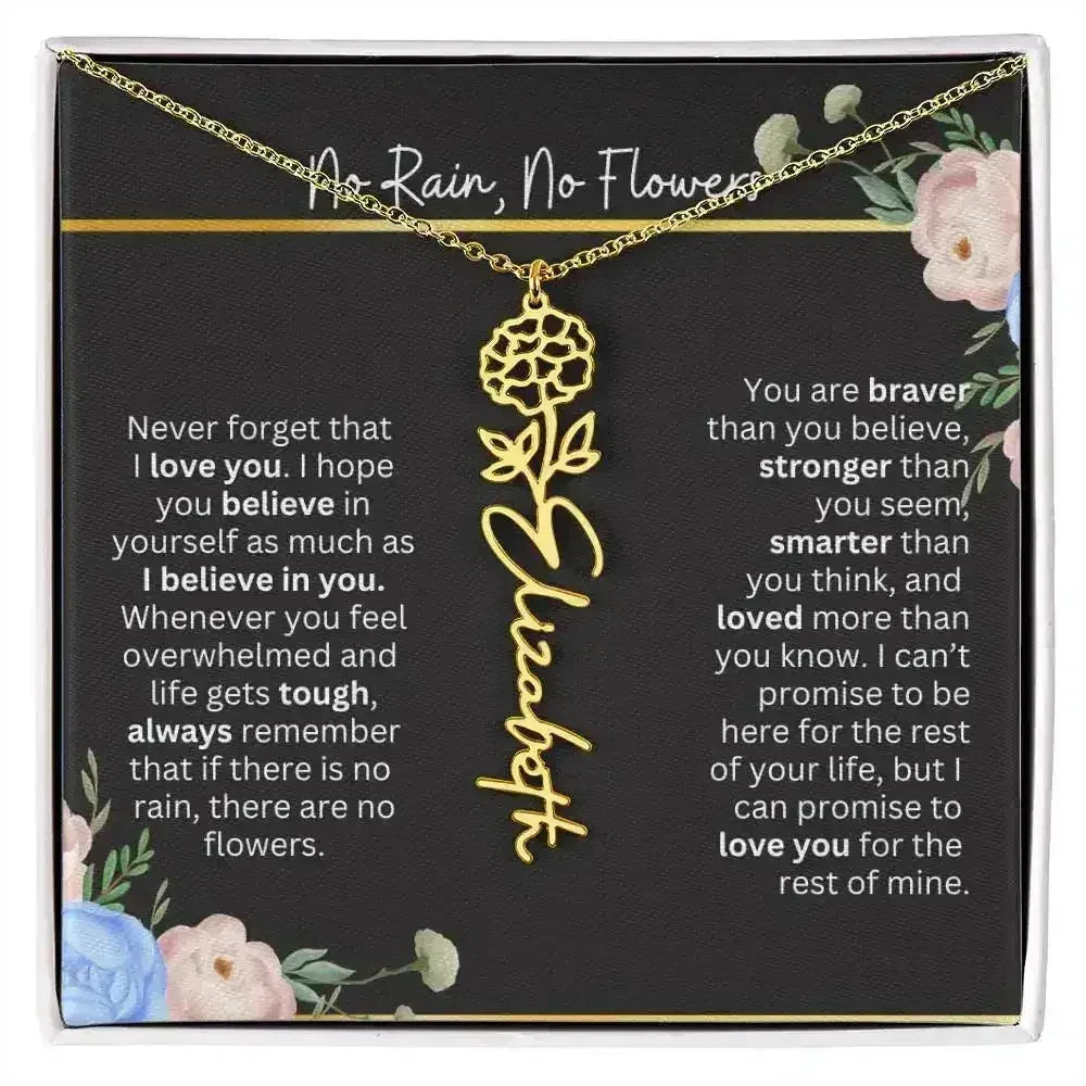 Inspirational No Rain No Flowers Necklace - Femstylo