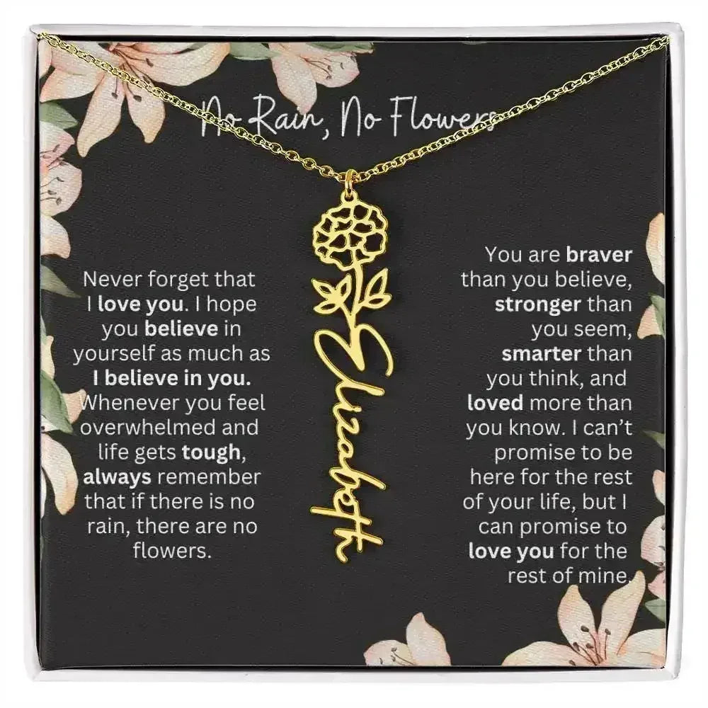 To My Beautiful Daughter Necklace I Birth Flower Necklace With Name I No Rain - No Flowers - Femstylo