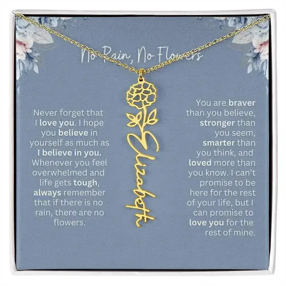 No Rain - No Flowers | Birth Necklace | Name Necklace | Custom Gift from Dad to Daughter and Bonus Daughter - Femstylo