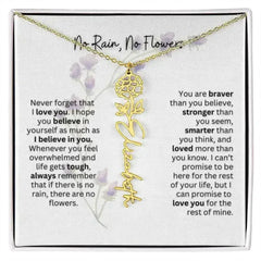 Birth Flower Necklace With Name I No Rain - No Flowers | For Bonus Daughter - Femstylo