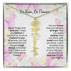 Birth Flower Necklace With Name I No Rain - No Flowers | Special Gift for Granddaughter - Femstylo