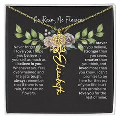 Birth Flower Necklace With Name I No Rain - No Flowers | Elegant Gift for Daughter - Femstylo