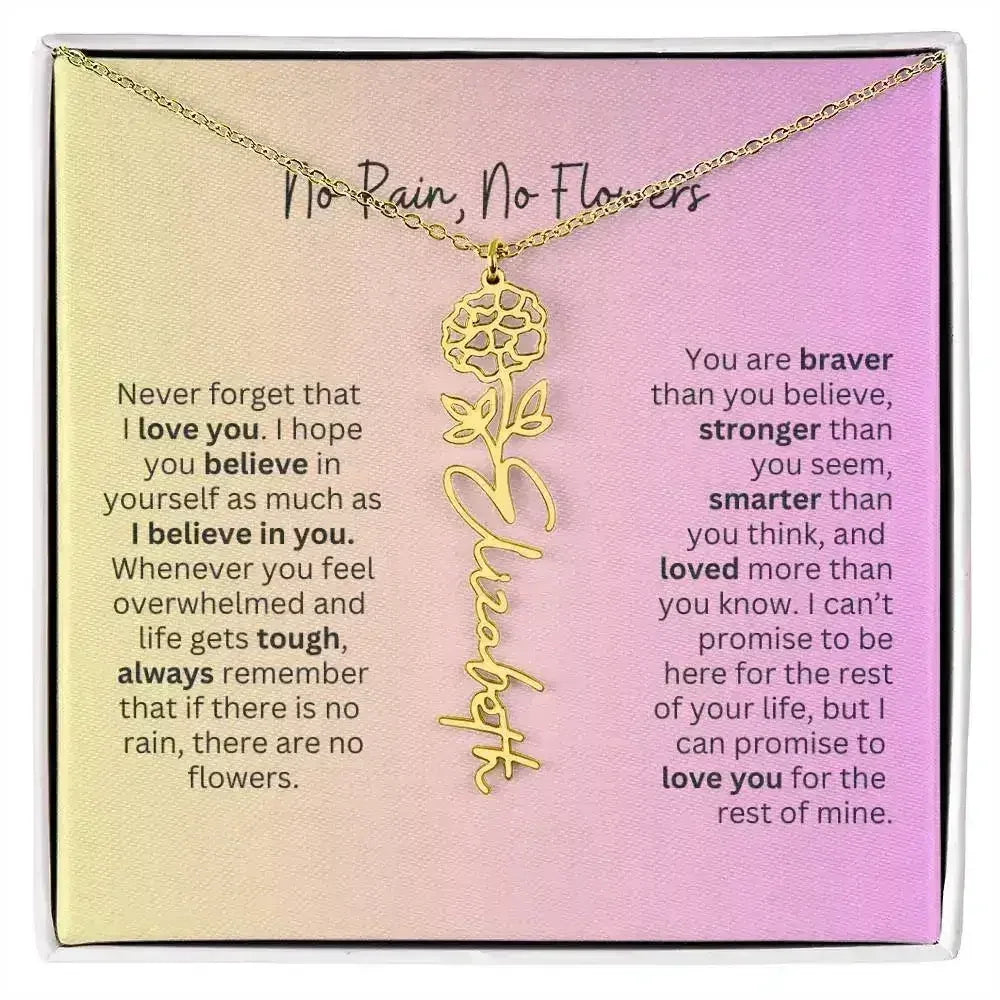 No Rain - No Flowers I Birth Necklace I Name Necklace I Pink - Femstylo