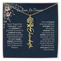Birth Flower Necklace With Name I No Rain - No Flowers | Unique Jewelry for Daughter from Dad - Femstylo