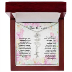 Birth Flower Necklace With Name I No Rain - No Flowers | Special Gift for Granddaughter - Femstylo