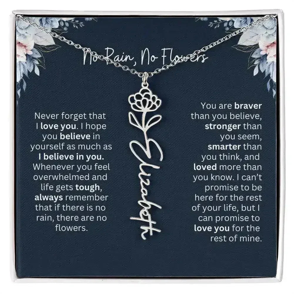 No Rain - No Flowers | Birth Necklace | Name Necklace | Special Gift from Dad to Daughter - Femstylo