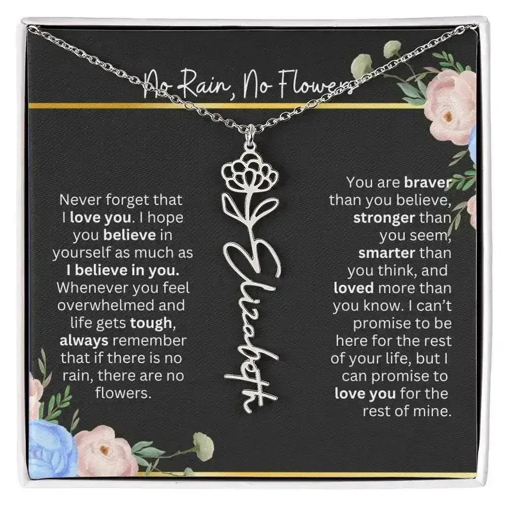 Inspirational No Rain No Flowers Necklace - Femstylo