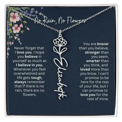 Birth Flower Necklace With Name I No Rain - No Flowers | Unique Jewelry for Daughter from Dad - Femstylo