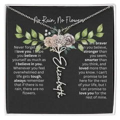 Birth Flower Necklace With Name I No Rain - No Flowers | Elegant Gift for Daughter - Femstylo