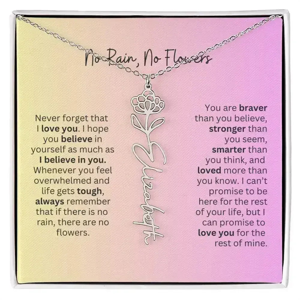No Rain - No Flowers I Birth Necklace I Name Necklace I Pink - Femstylo