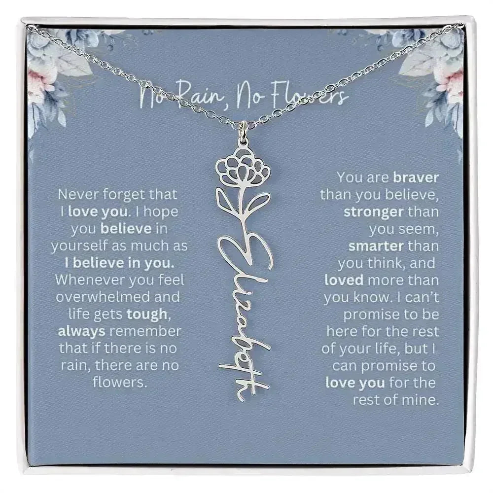 No Rain - No Flowers | Birth Necklace | Name Necklace | Custom Gift from Dad to Daughter and Bonus Daughter - Femstylo