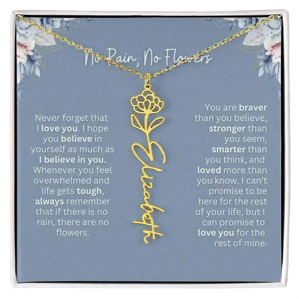 No Rain - No Flowers | Birth Necklace | Name Necklace | Custom Gift from Dad to Daughter and Bonus Daughter - Femstylo